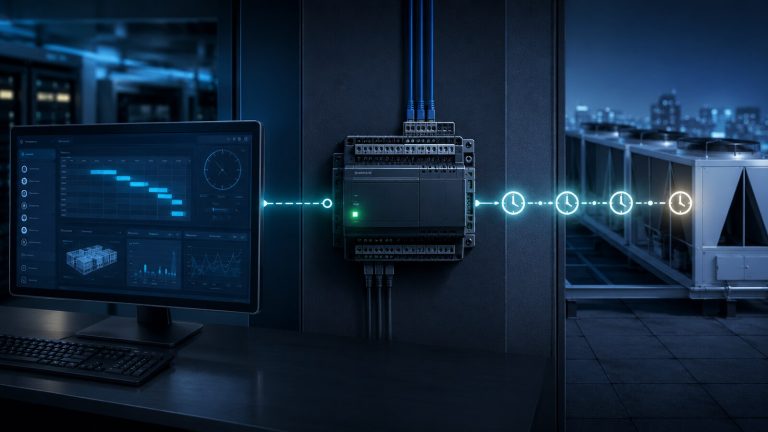 BAS workstation connected to the controller that hosts the schedule and commercial HVAC equipment.