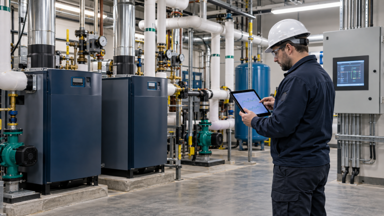 Commercial boiler plant used to illustrate short cycling troubleshooting.